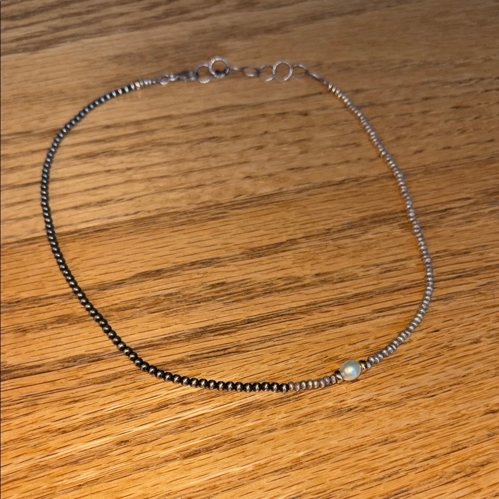 Sterling silver and pearl peyote bird necklace